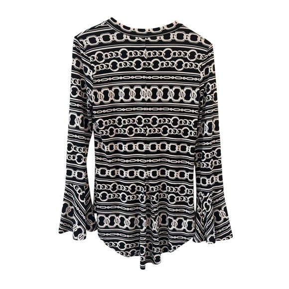 Joseph Ribkoff‎ Womens Chain Print Bell Sleeve Tunic Top Size 12 Nautical - Picture 2 of 8